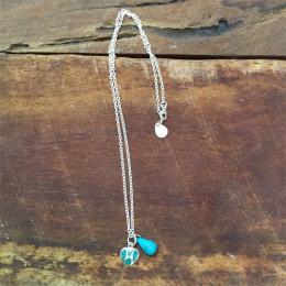 SMALL H & STONE NECKLACE