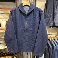 セルビッジライトデニムUSNショールカラーカバーオール