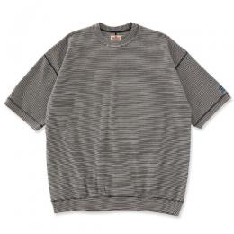 9.5oz ストレッチフライス ミジンボーダーヘムリブ ショートスリーブTシャツ