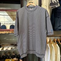 9.5oz ストレッチフライス ミジンボーダーヘムリブ ショートスリーブTシャツ