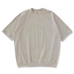 9.5oz ストレッチフライス ミジンボーダーヘムリブ ショートスリーブTシャツ
