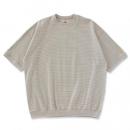 9.5oz ストレッチフライス ミジンボーダーヘムリブ ショートスリーブTシャツ