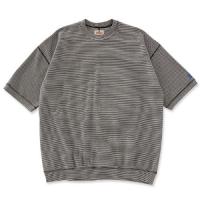 9.5oz ストレッチフライス ミジンボーダーヘムリブ ショートスリーブTシャツ