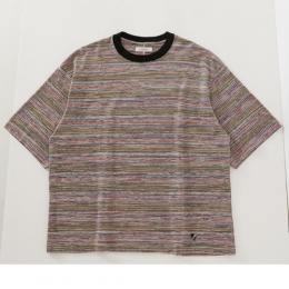 残糸リサイクルマルチボーダードロップショルダーTEE