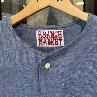 LINEN DENIM NOCOLLAR HS SHIRT