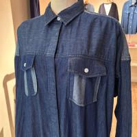 BLUE BLUE デニムパッチワーク2ポケットワークワンピース