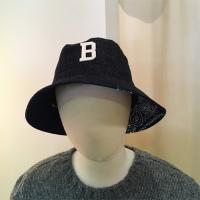 Bワッペン INDIGO DENIM BUCKET HAT